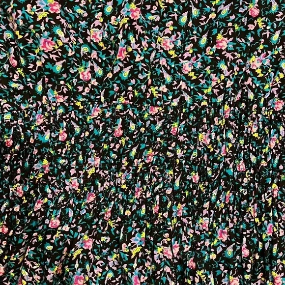 Gorgeous Vintage Karin Stevens Rayon  Floral Zip Shirred Waist Back Midi Dress 8 - Picture 6 of 6